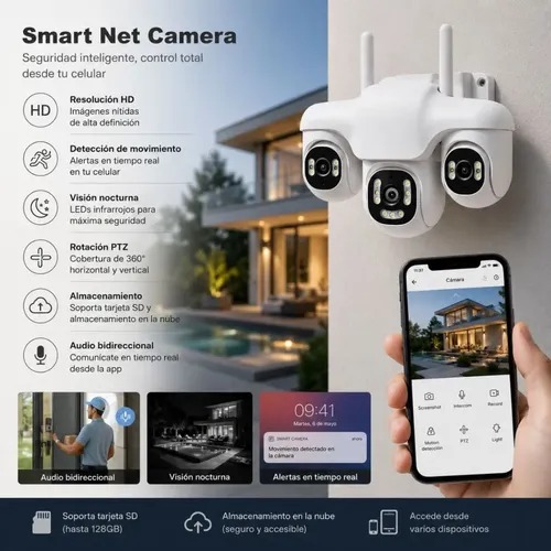 Smart Net Camera 9MP 4K HD triple motorized digital lens Wi-Fi security camera